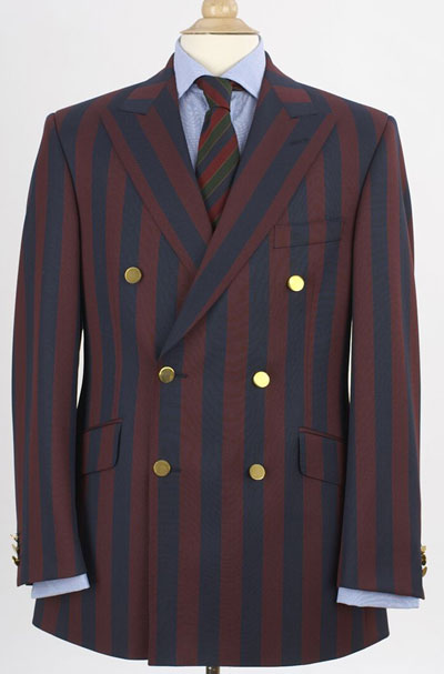 Red and blue striped doublebreasted Bladen blazer