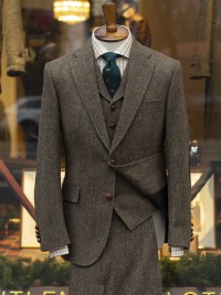 Bladen Harris Tweed Olive HB Three-Piece Suit